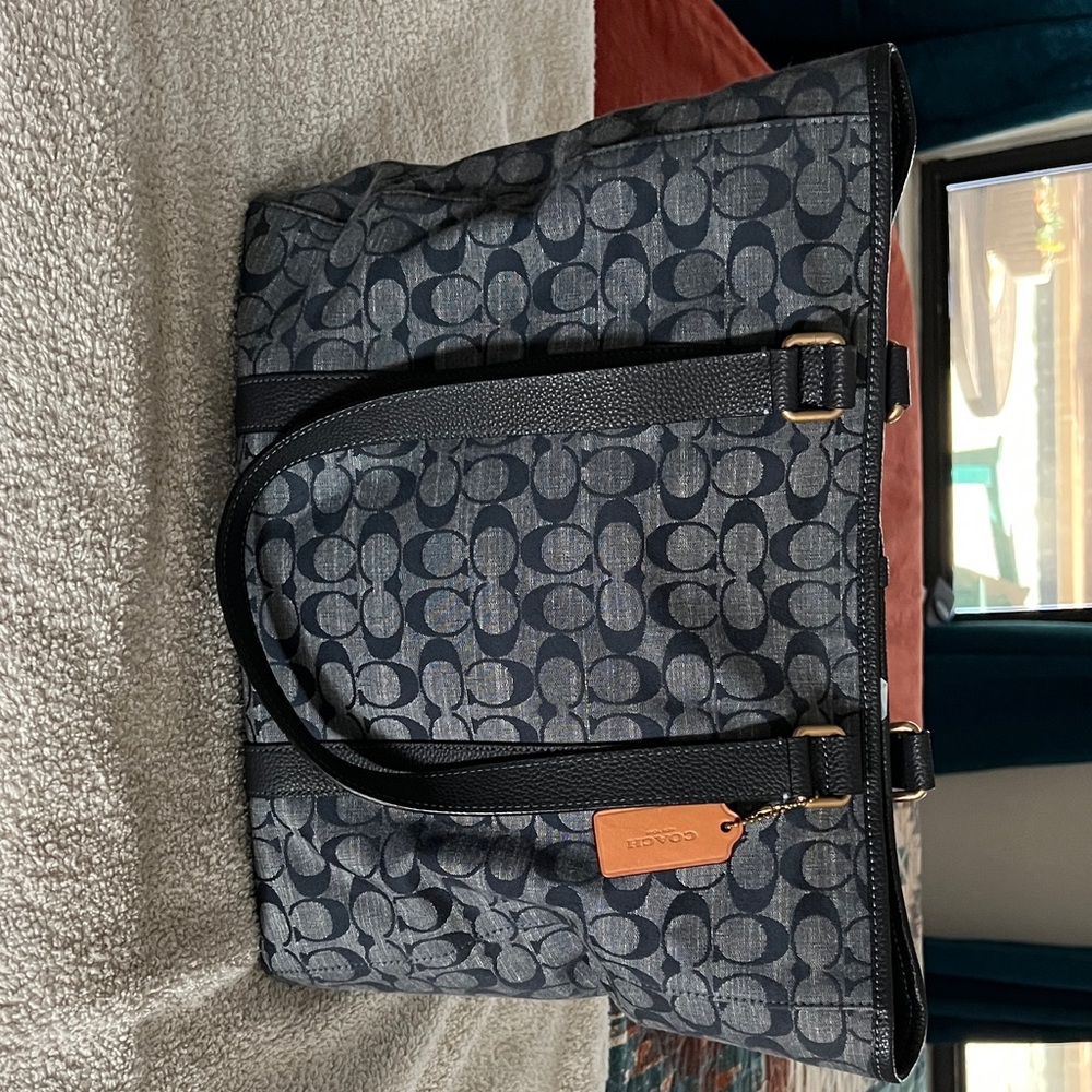 Coach Navy signature tote